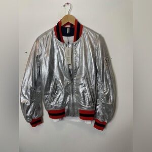 Designer, top shop, metallic jacket, and shirt NWT size medium